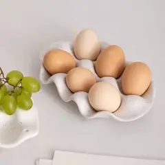 SANTU HOME & DECO - Huevera de Cerámica Minimalista 6 unidades