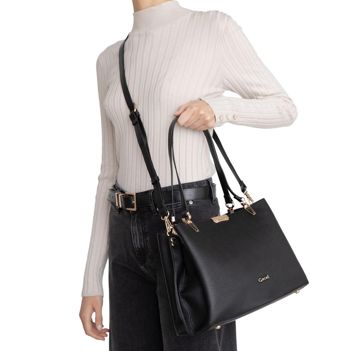 GACEL - Cartera - Dos Asas Grande - Gacel - Negro