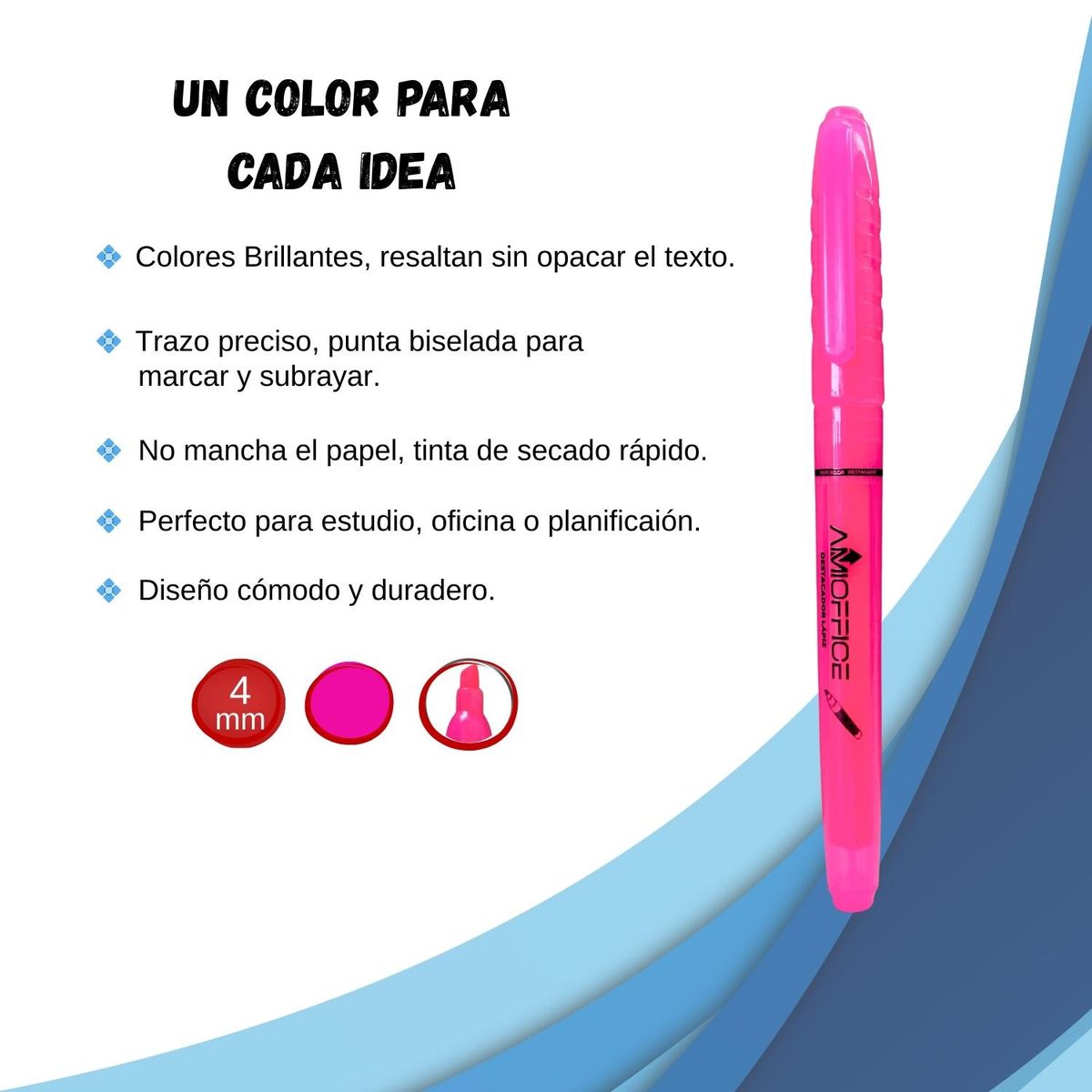 GENERICO - Caja de Resaltador Destacador - Caja 144 uds - Rosa - Tamano Unico