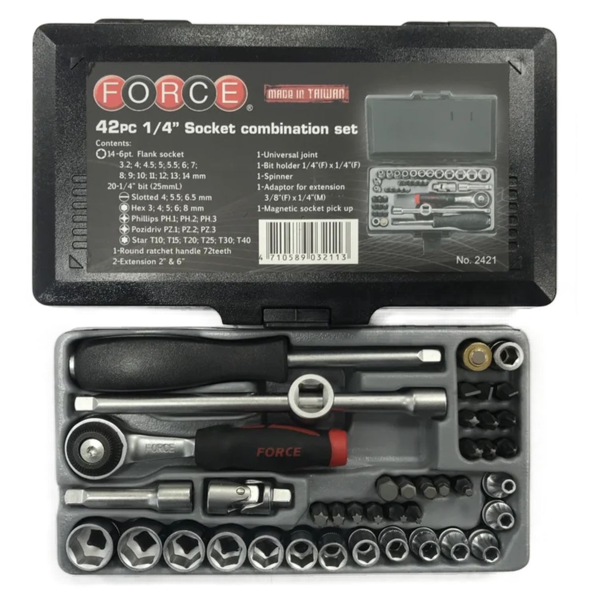 FORCE - Juego Dados Hexagonales 1/4" Force 42Piezas 2421