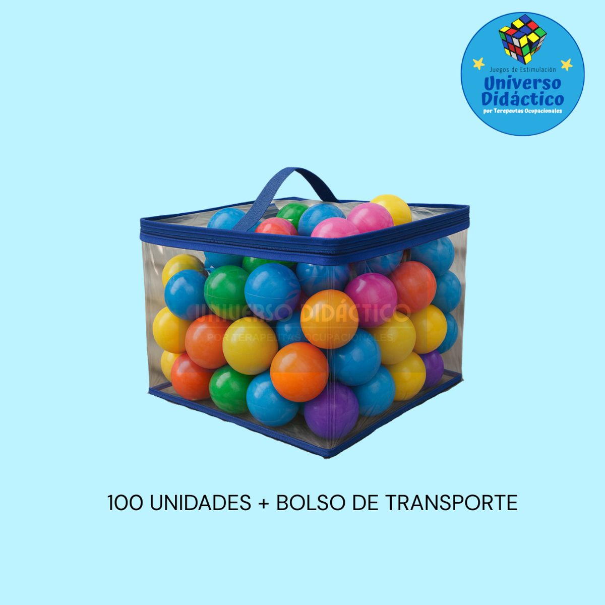 GENERICO - Pack 100 Pelotas Plásticas Multicolor Resistentes + Bolso de Transporte