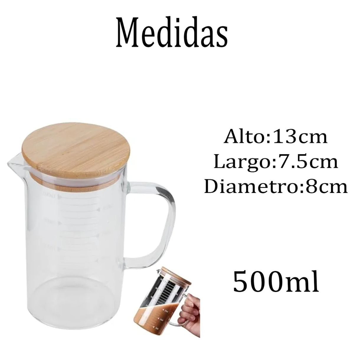 GENERICO - X2 Taza Medidora Vidrio Jarra Medidora Vaso Medidor Taza 500ml Transparente 500ml