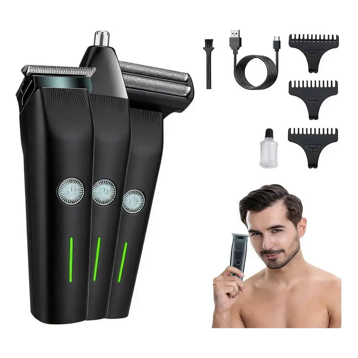 GENERICO - Maquinas Cabello Rasuradora Barba Hombre Recargable 3 En 1