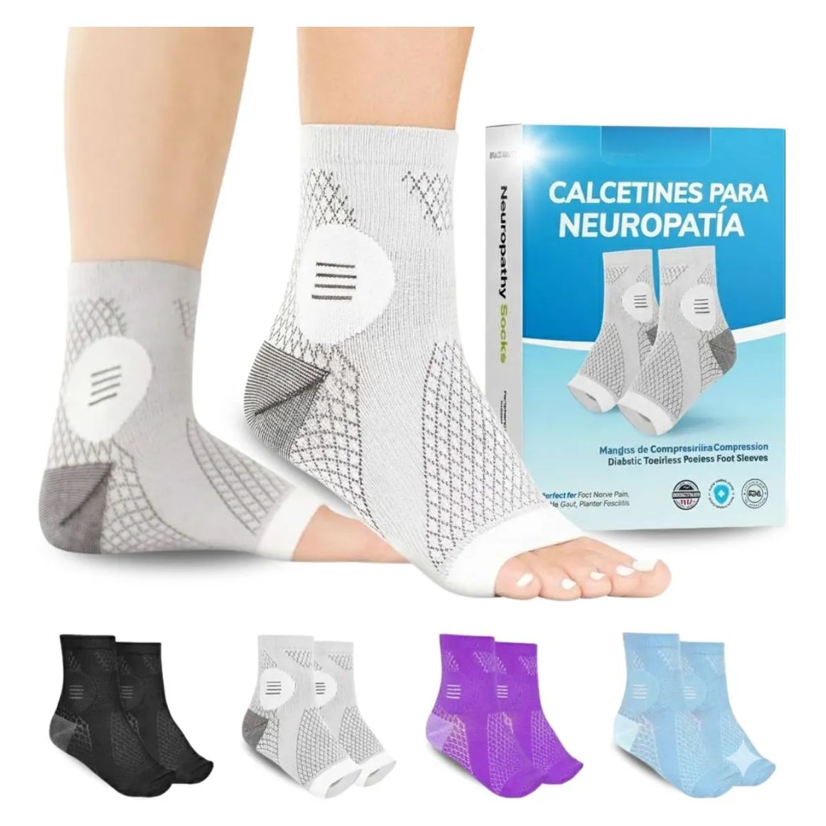 COMPUTECH - Medias De Compresión Varices Neuropatia Calcetines Diabetes SM