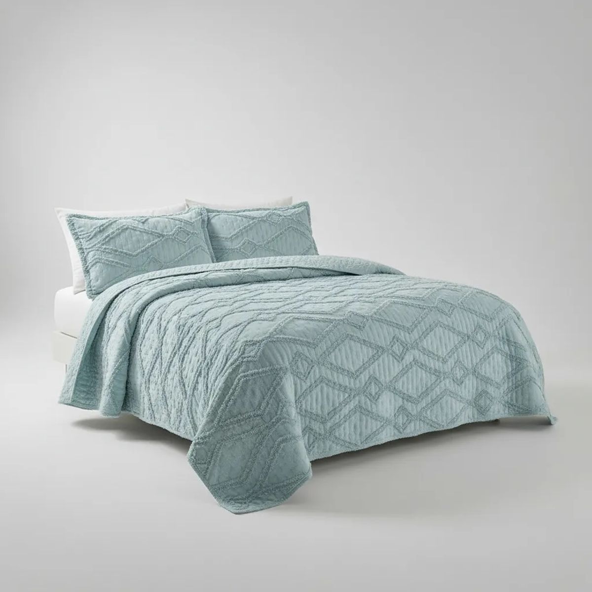 GENERICO - CUBRECAMA DE VERANO TUFTING SERIE 2  KING RELIEVE  DIAMANTE ELEGANTES TF