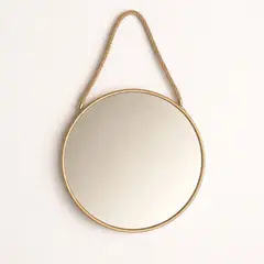 COLETTE - Espejo Decorativo y Funcional Circular Noruega Dorado Yute