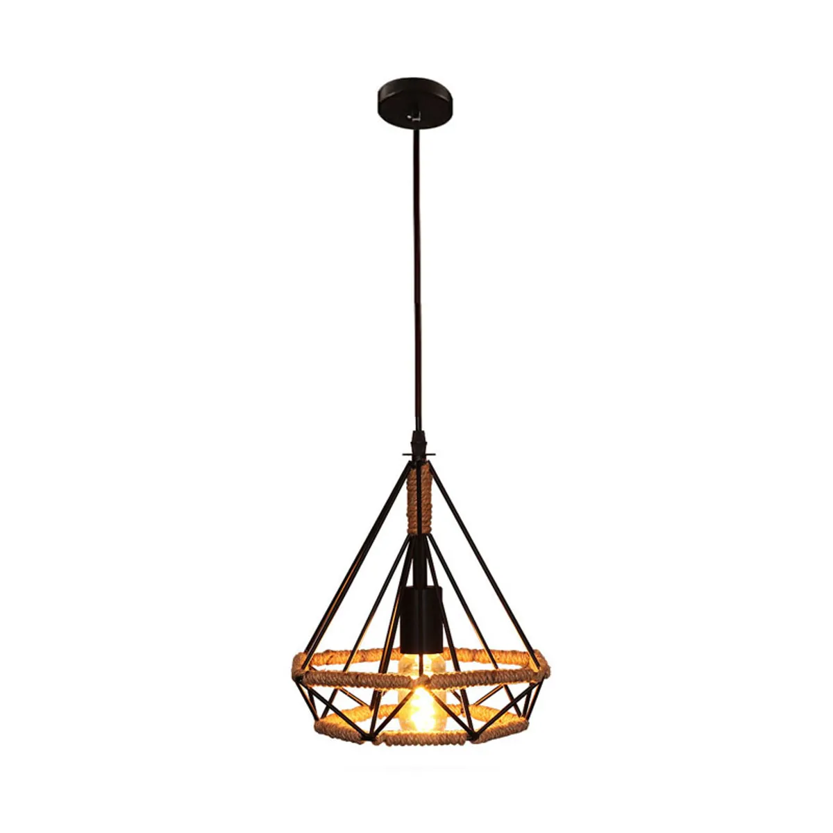 GENERICO - Lampara Colgante Vintage Tipo Diamante Cuerda