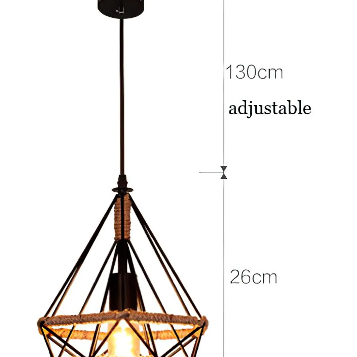 GENERICO - Lampara Colgante Vintage Tipo Diamante Cuerda