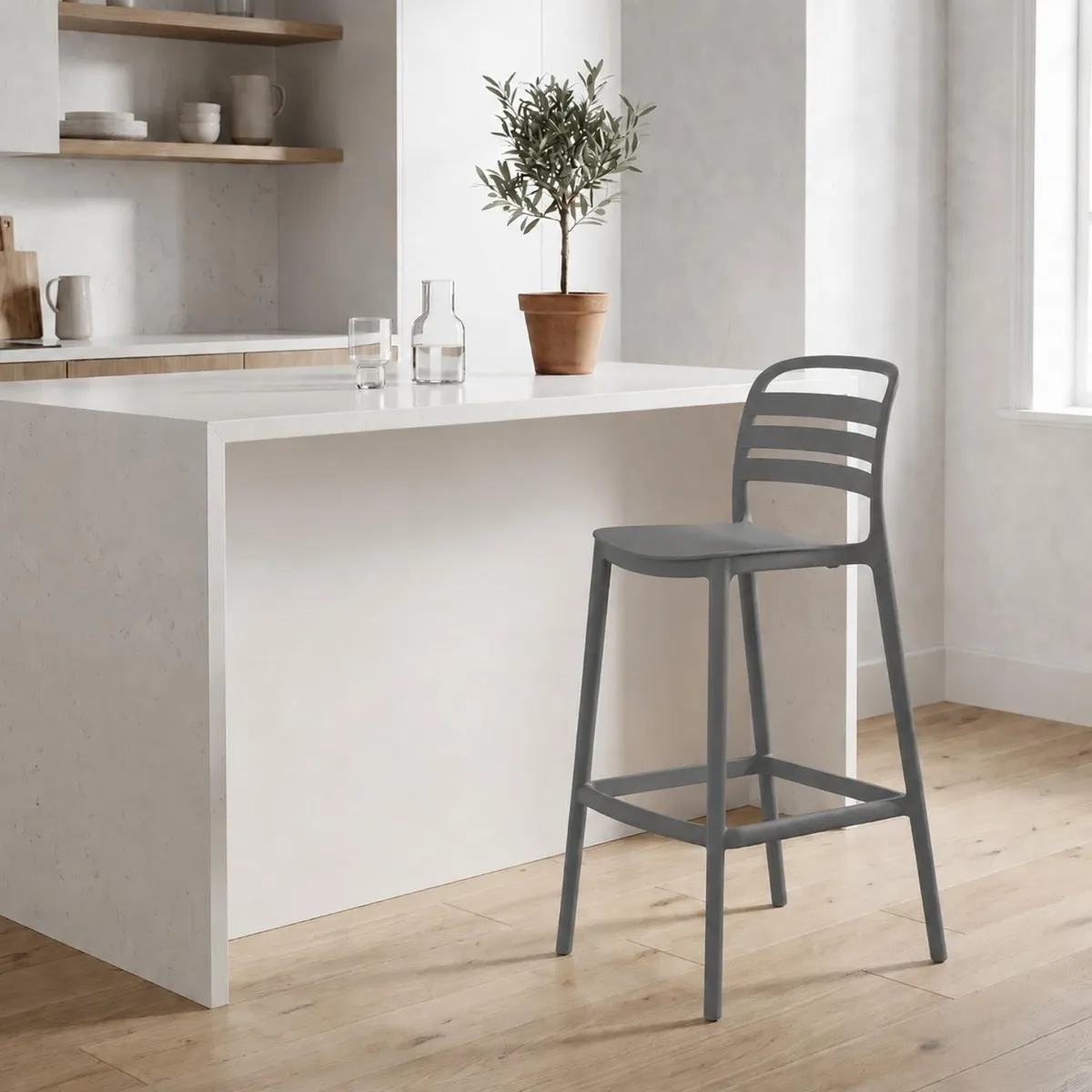 ESCANDINAVIA - Piso Taburete Silla alta bar cocina Ragnar 75cm Gris Oscuro