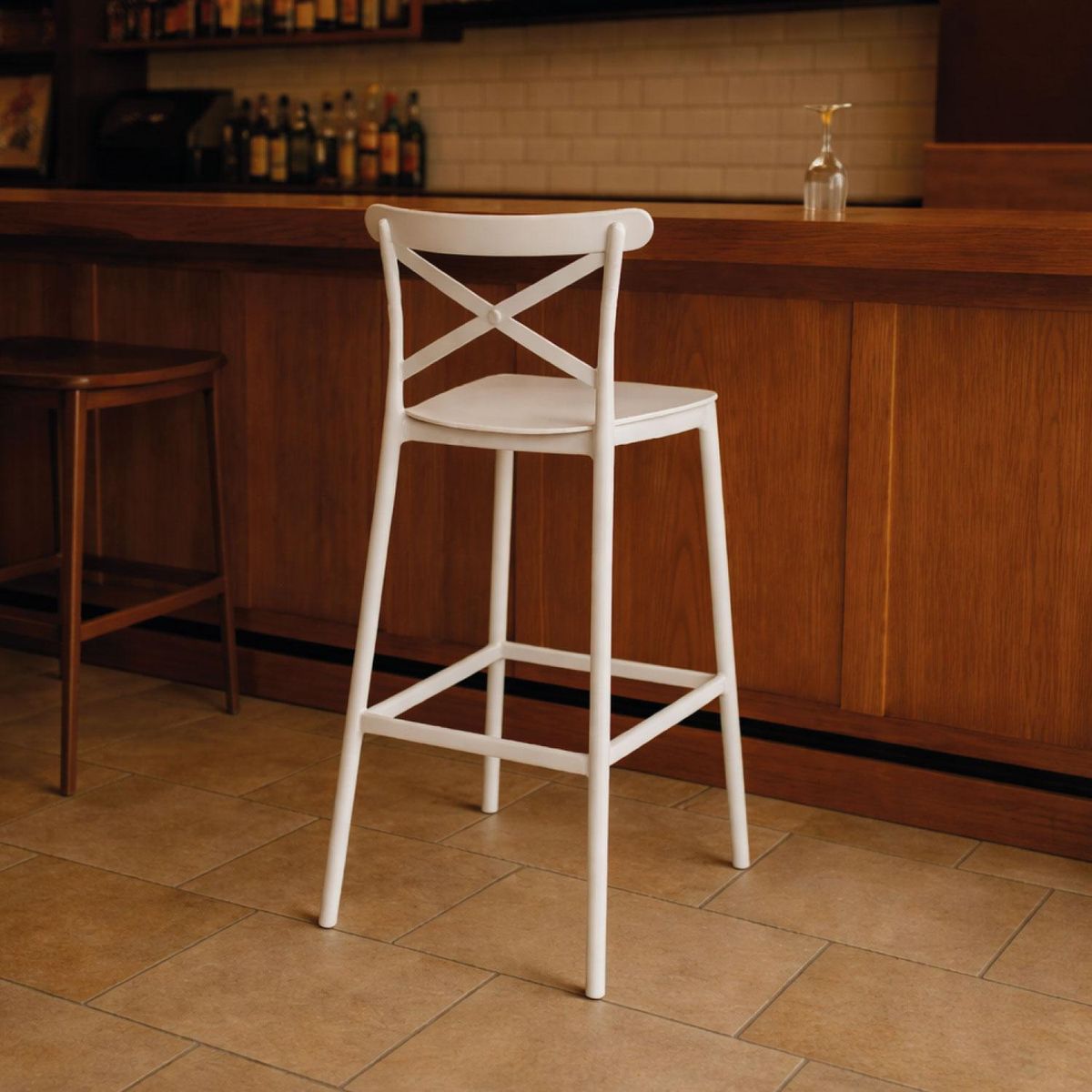 ESCANDINAVIA - Piso Taburete Silla alta bar cocina Danessa 75cm Blanca