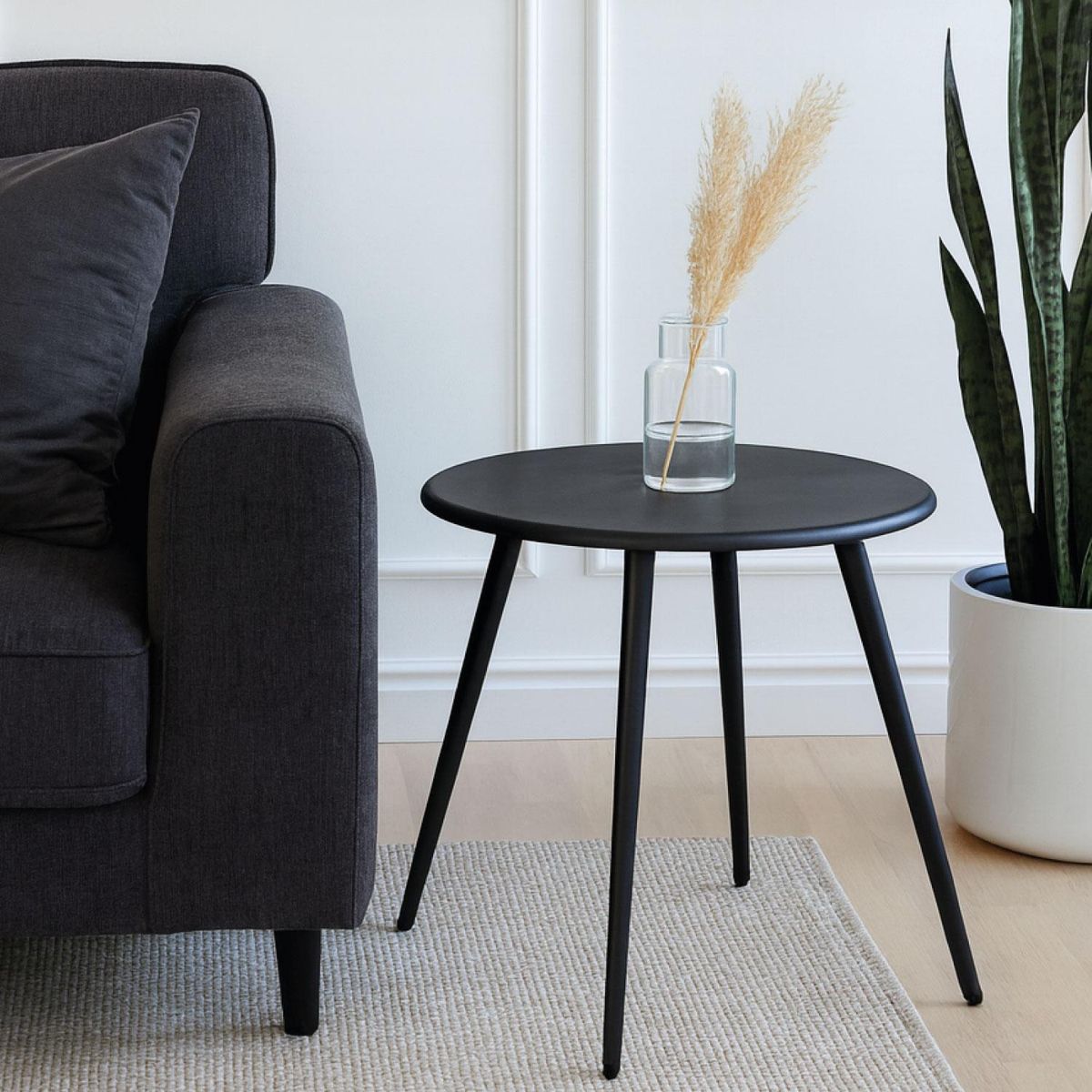 ESCANDINAVIA - Mesa De Centro Redonda Nórdica Negra 51x45 Escandinavia