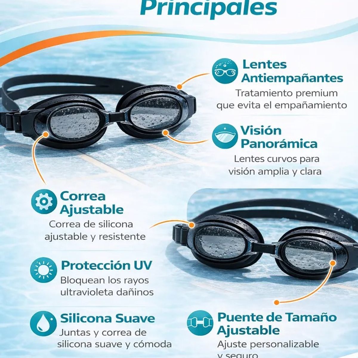 GENERICO - Lentes Natación Vitrineon Cl Niños Antiparras Uv Estuche Color Rojo