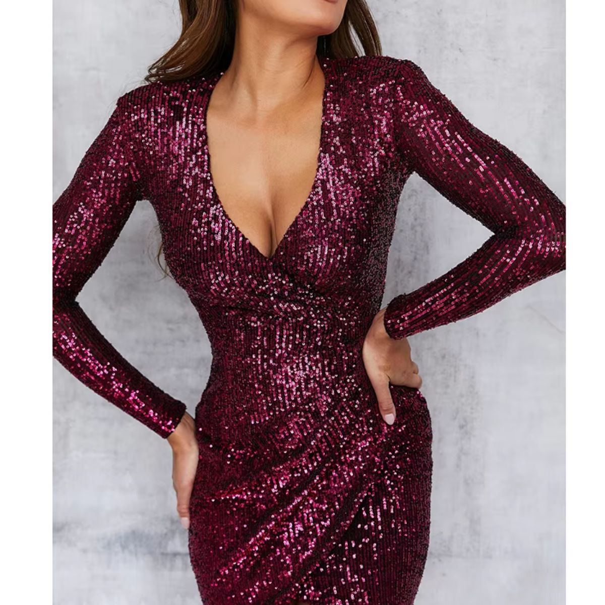 VELVET - Vestido Escote en V Aura Gold