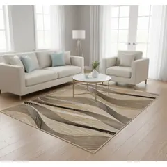 GENERICO - ALFOMBRA PARA SALA DISEÑO MARRON ZEBRADO ILUSIÓN ÓPTICA 3D JUVENIL 200X240 CMIO