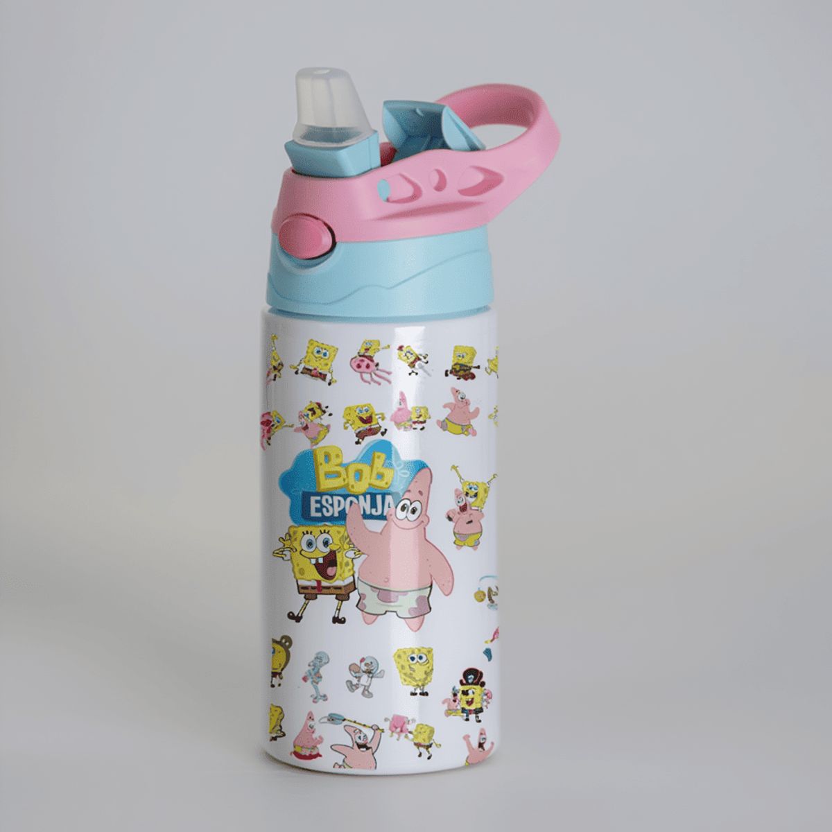 SM - Botella de Agua Bob Esponja 500 ml de Aluminio - Libre de BPA - Infantil y Escolar
