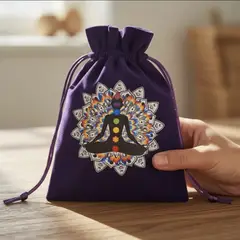 GENERICO - BOLSA DE TERCIOPELO DE TAROT DE LOS 7 CHAKRAS 18 X 12 CM