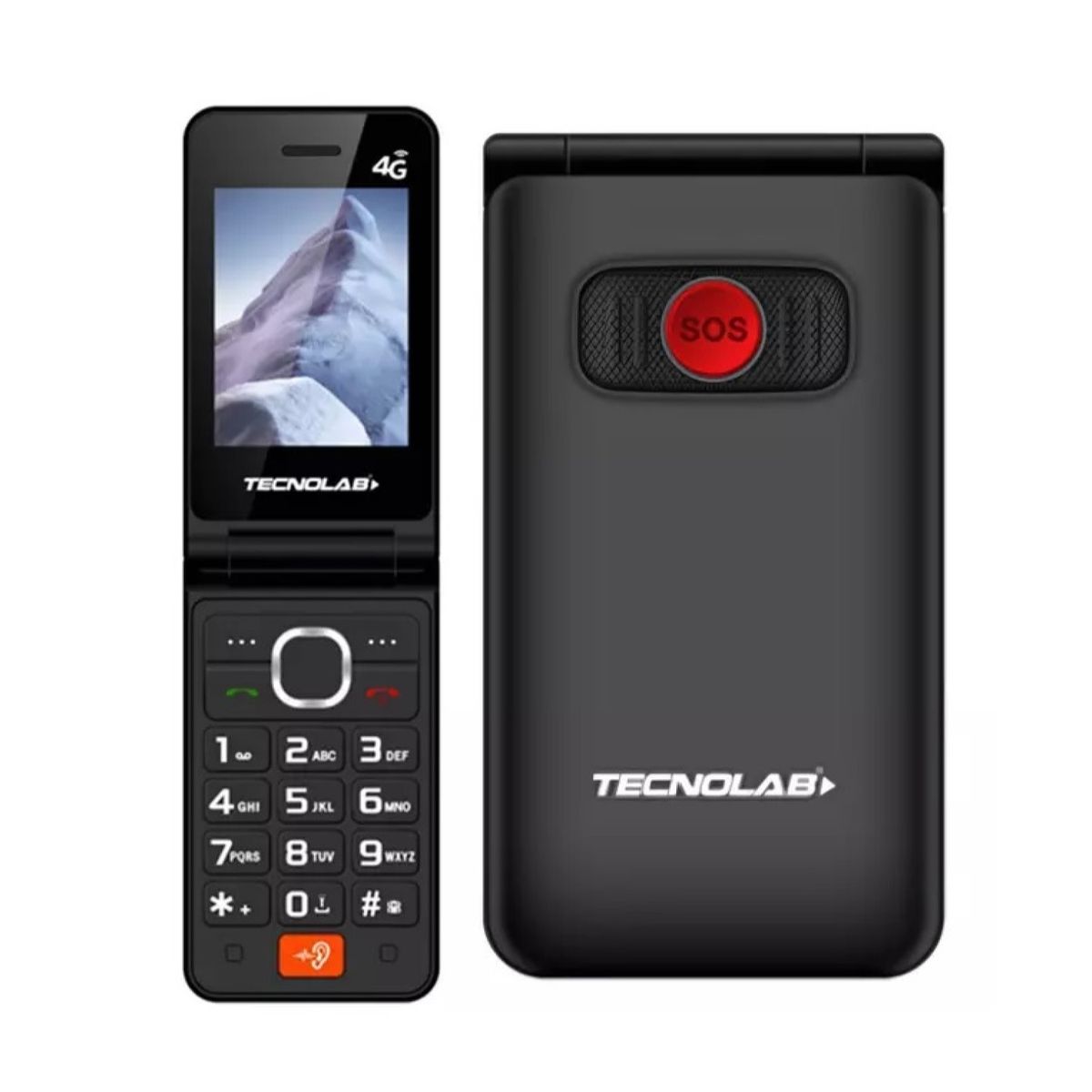 TECNOLAB - Celular Senior 4G Doble Pantalla BT TL705BK Tecnolab Negro
