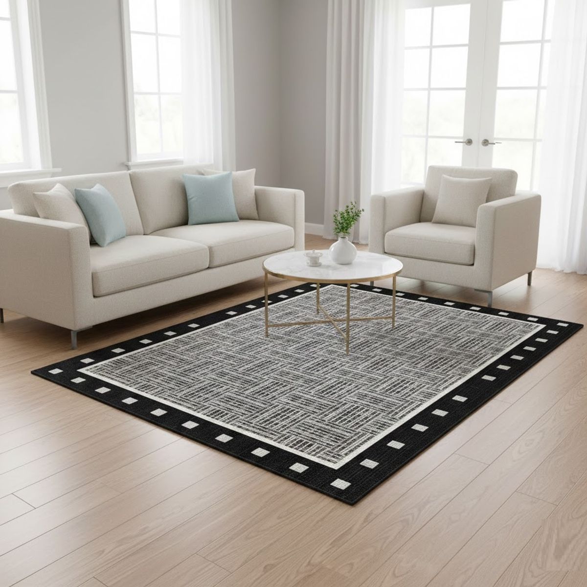 GENERICO - ALFOMBRA PARA SALA DISEÑO GRIS TETRIS ILUSIÓN ÓPTICA 3D JUVENIL 200X240 CMIO