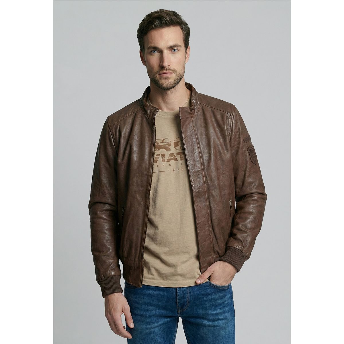FEROUCH - Chaqueta De Cuero Baltimore Dk Camel Ferouch