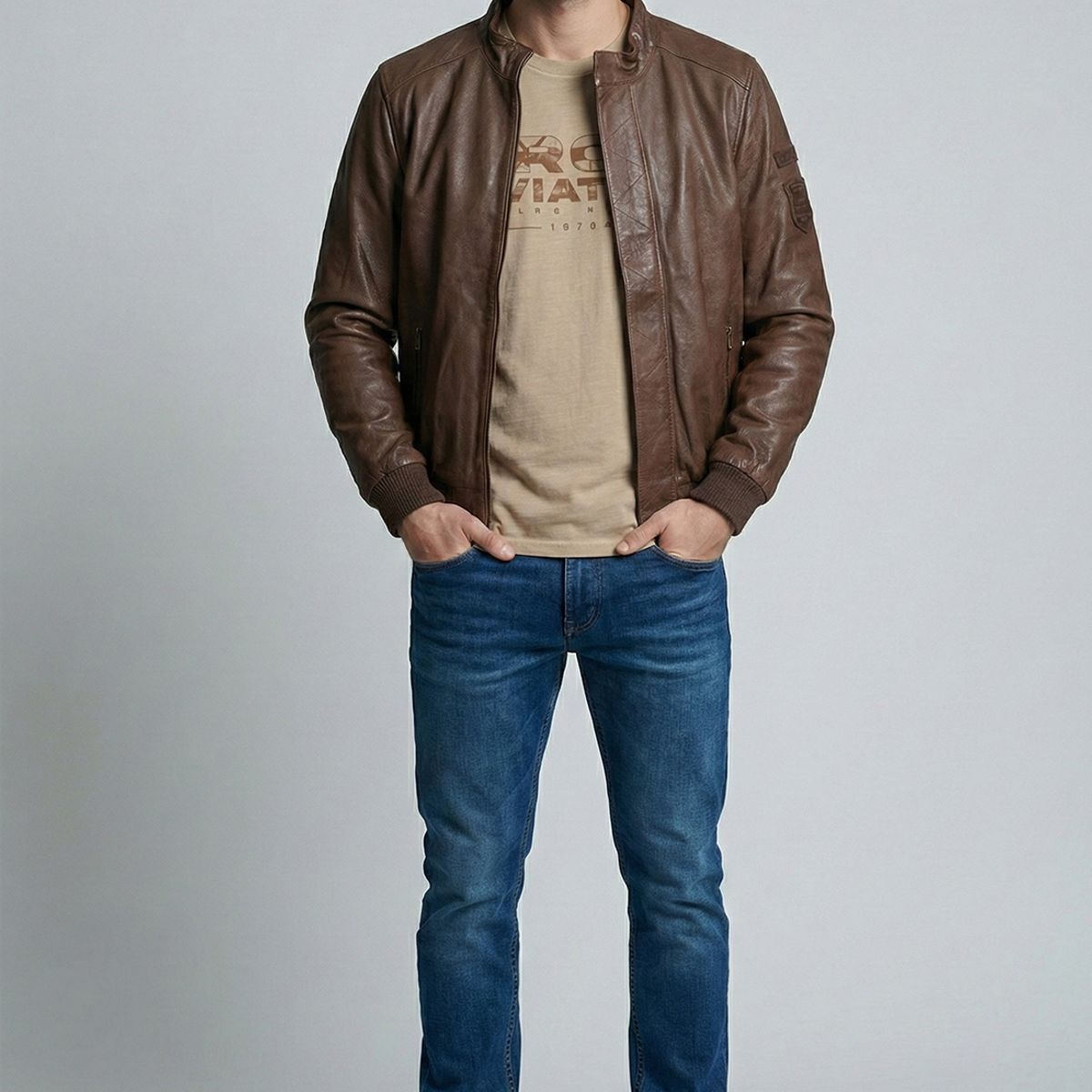 FEROUCH - Chaqueta De Cuero Baltimore Dk Camel Ferouch