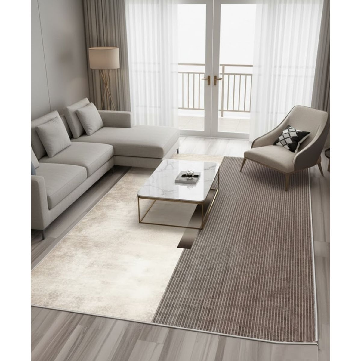 GENERICO - ALFOMBRA PARA SALA ELEGANTE DISEÑO MARRON DUO COLOR ILUSIÓN ÓPTICA 3D JUVENIL 200X240 CMIO