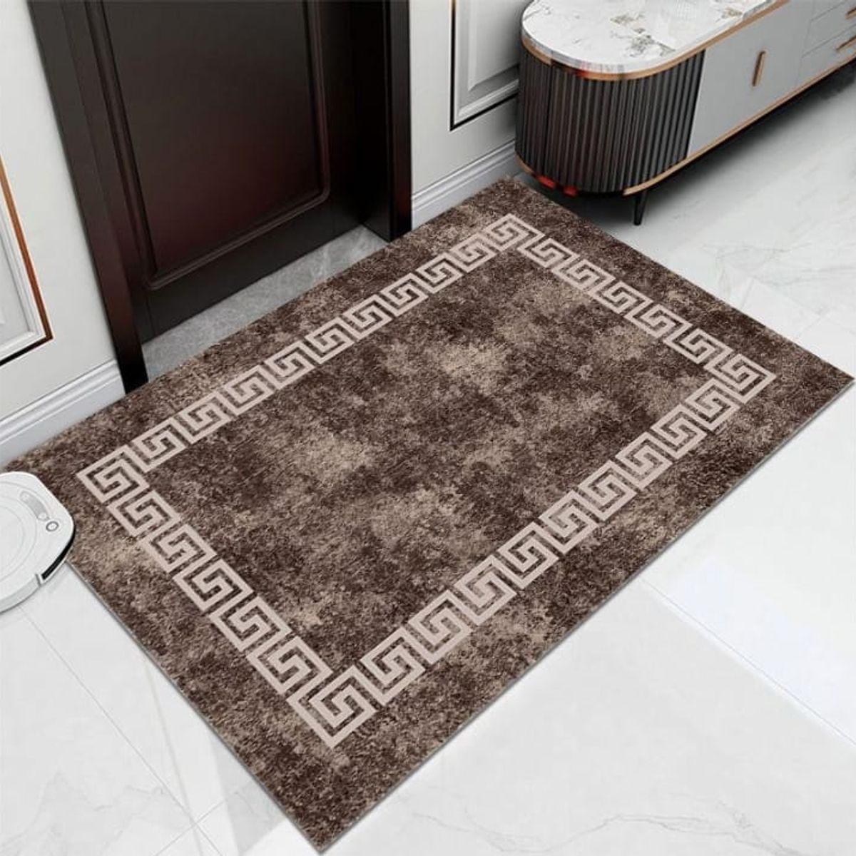GENERICO - ALFOMBRA PARA SALA ELEGANTE DISEÑO MARRON GRIEGO ILUSIÓN ÓPTICA 3D JUVENIL 200X240 CMIO