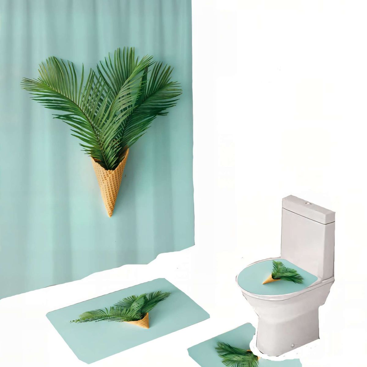 GENERICO - SET DE 4 PIEZAS PARA BAÑO CON ESTAMPADO 3