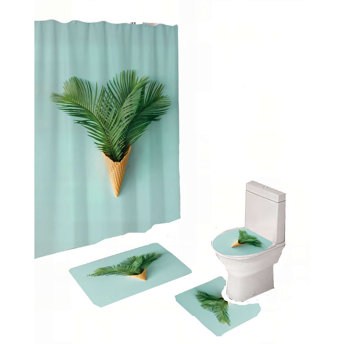 GENERICO - SET DE 4 PIEZAS PARA BAÑO CON ESTAMPADO 3