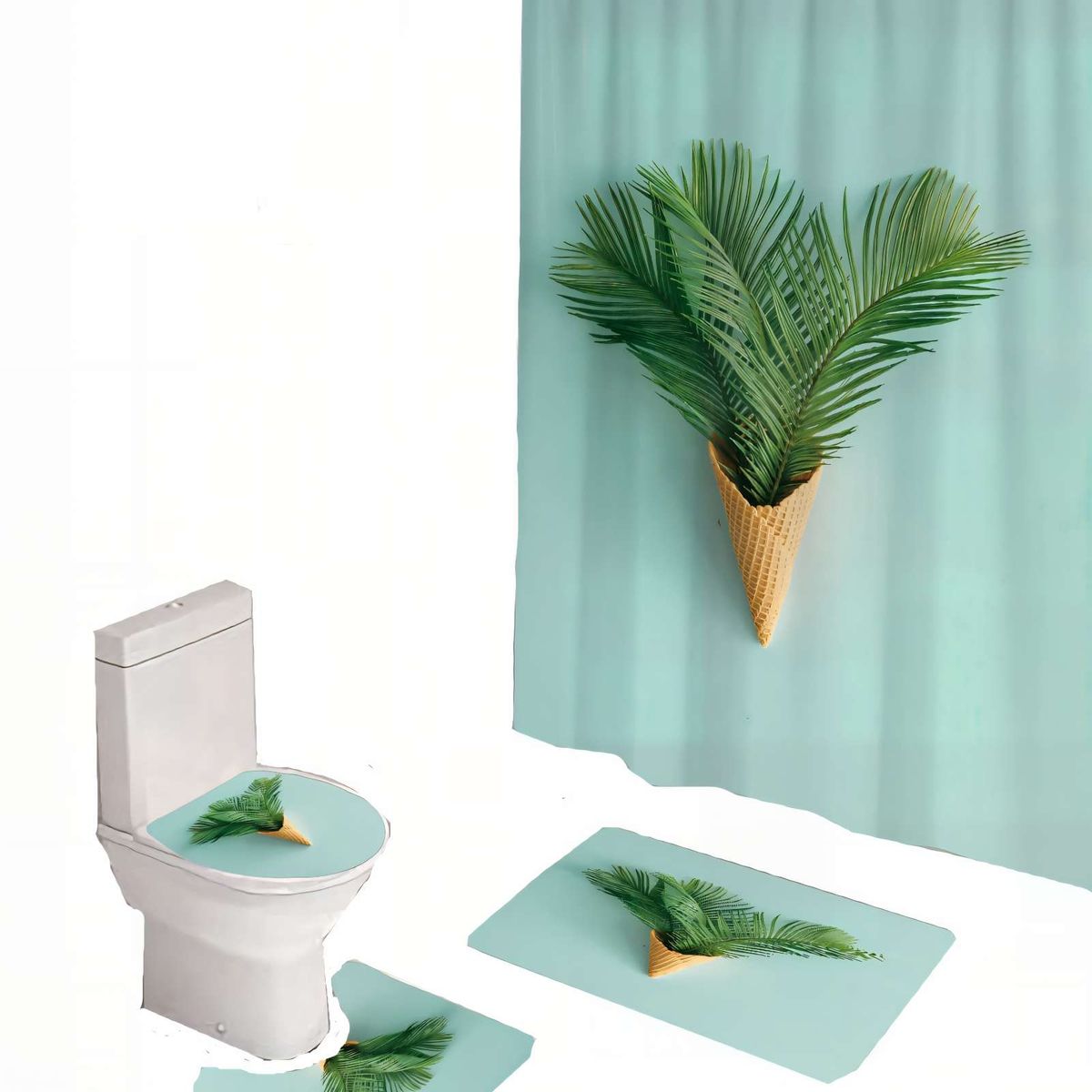 GENERICO - SET DE 4 PIEZAS PARA BAÑO CON ESTAMPADO 3