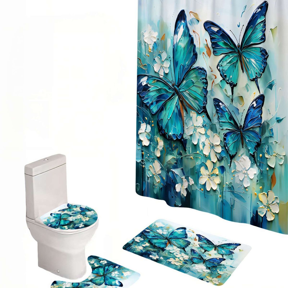 GENERICO - SET DE 4 PIEZAS PARA BAÑO CON ESTAMPADO 6