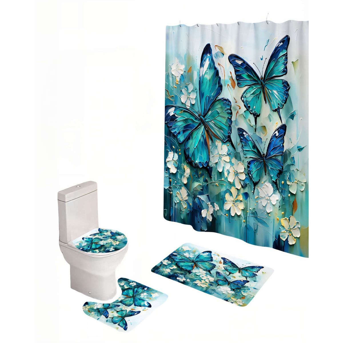 GENERICO - SET DE 4 PIEZAS PARA BAÑO CON ESTAMPADO 6