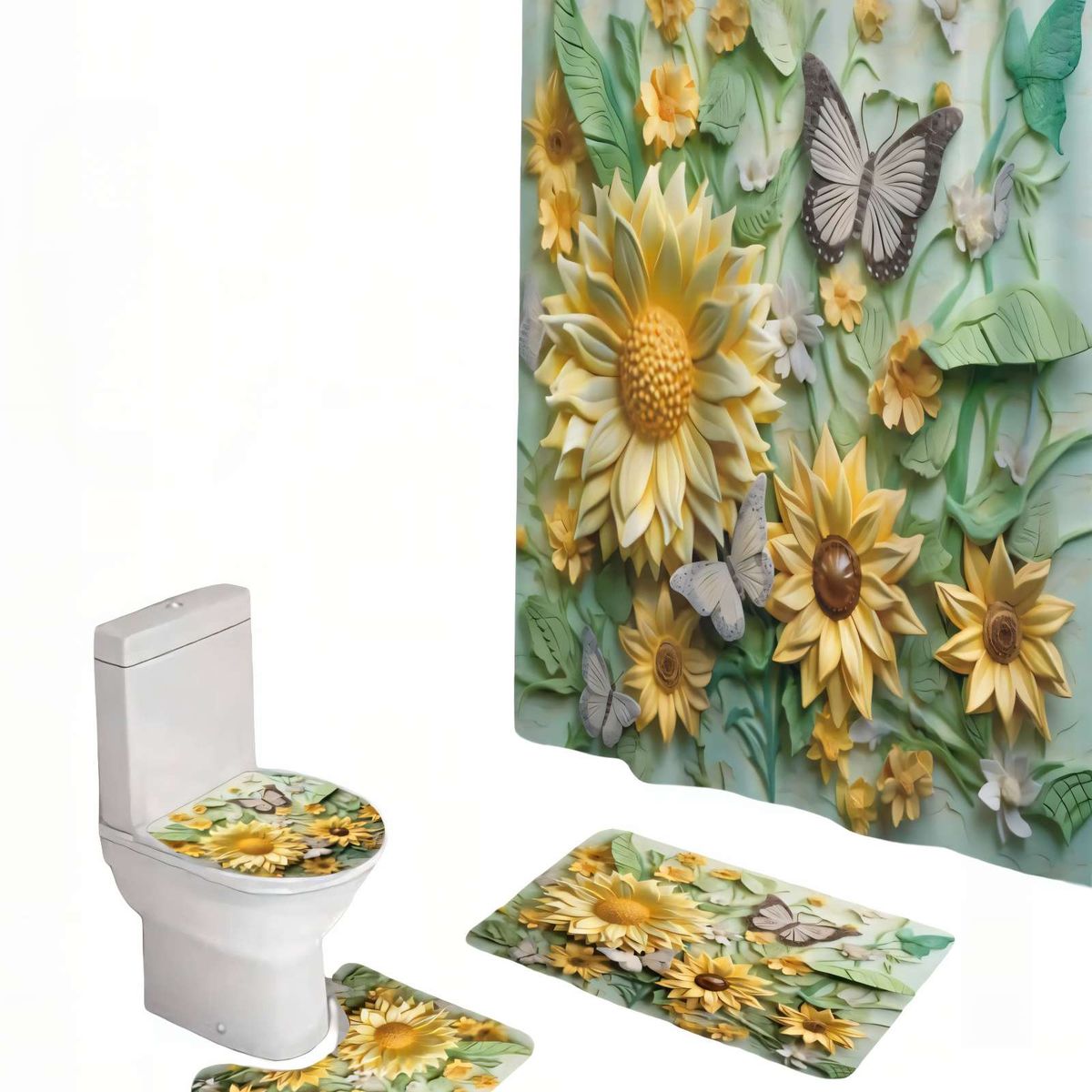 GENERICO - SET DE 4 PIEZAS PARA BAÑO CON ESTAMPADO 7