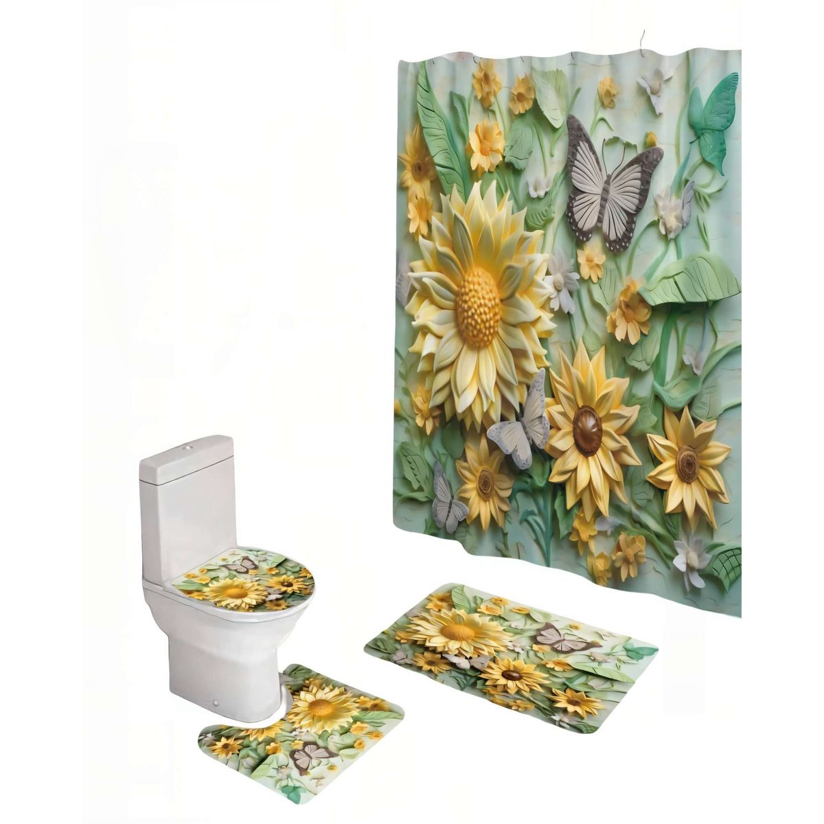 GENERICO - SET DE 4 PIEZAS PARA BAÑO CON ESTAMPADO 7