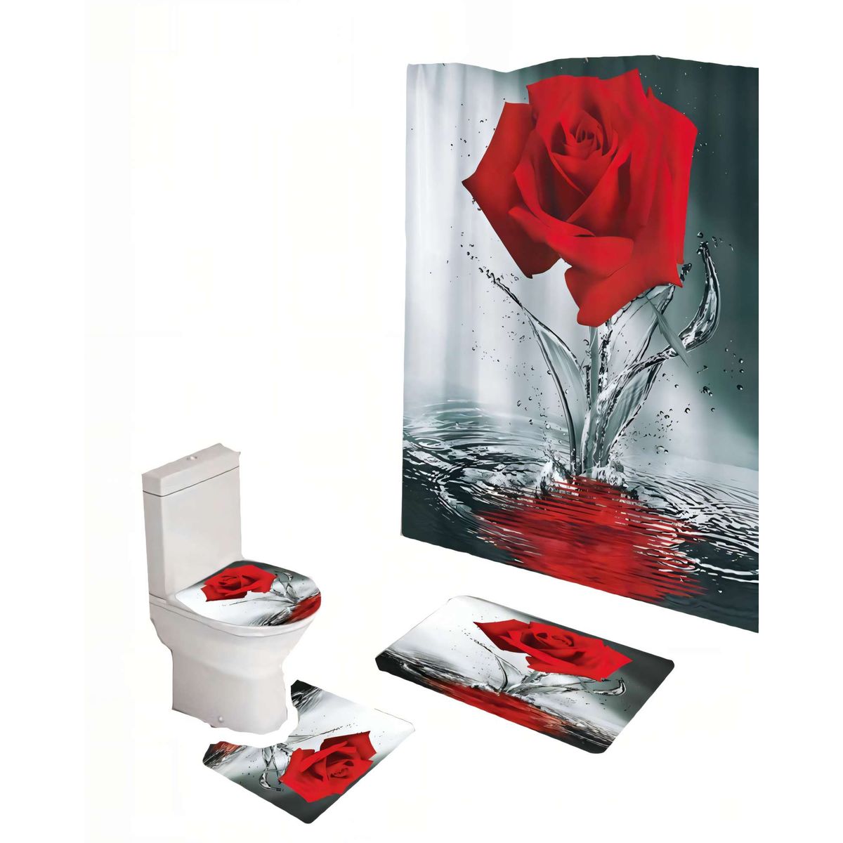 GENERICO - SET DE 4 PIEZAS PARA BAÑO CON ESTAMPADO 12