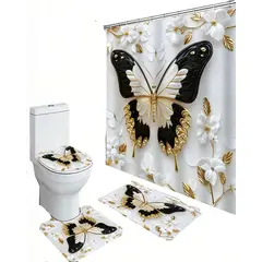 GENERICO - SET DE 4 PIEZAS PARA BAÑO CON ESTAMPADO 13