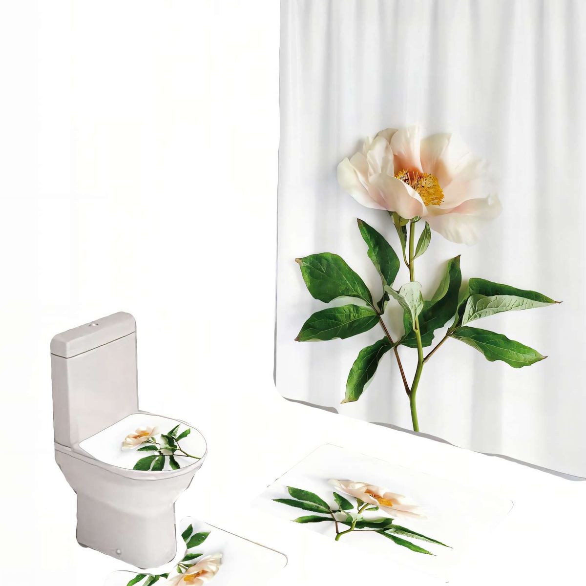 GENERICO - SET DE 4 PIEZAS PARA BAÑO CON ESTAMPADO 14