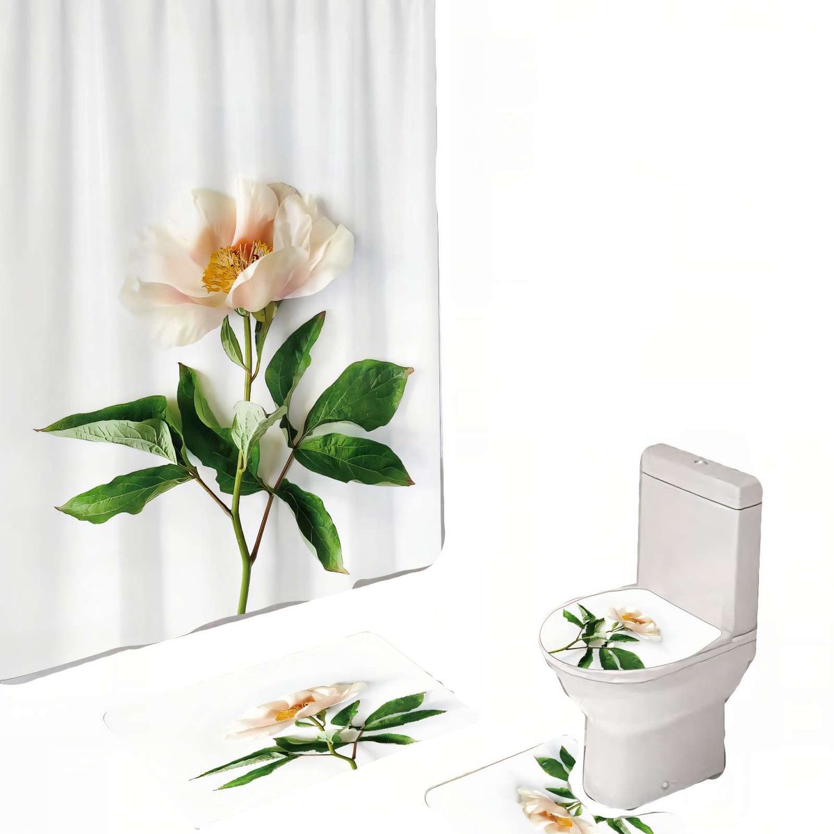 GENERICO - SET DE 4 PIEZAS PARA BAÑO CON ESTAMPADO 14