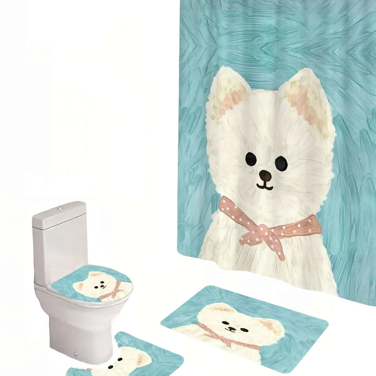 GENERICO - SET DE 4 PIEZAS PARA BAÑO CON ESTAMPADO 16