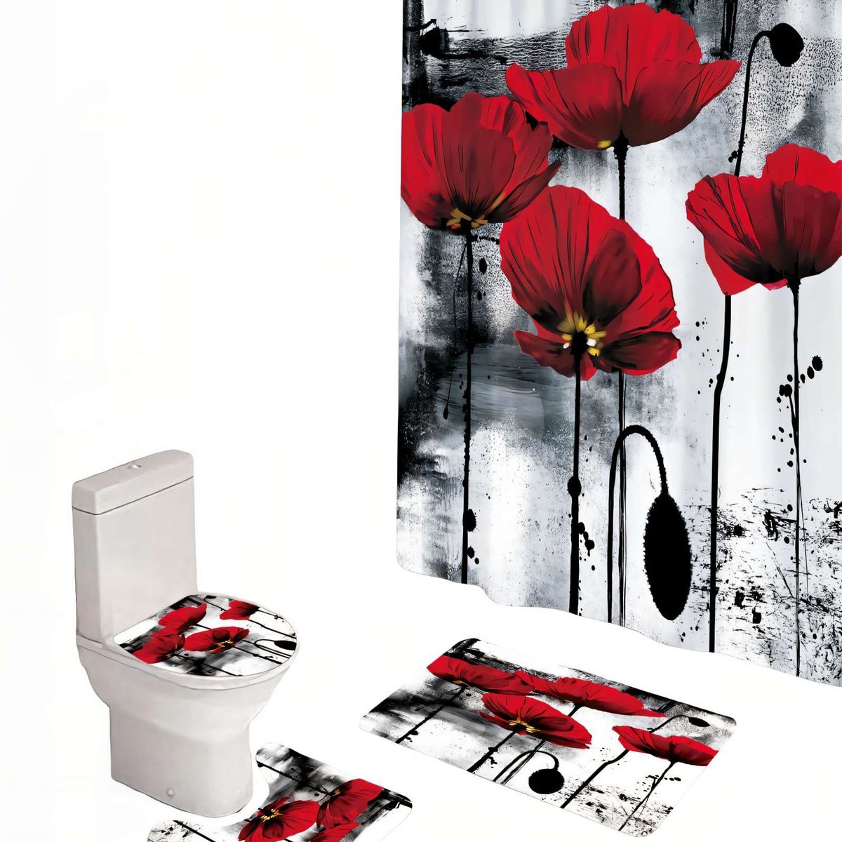 GENERICO - SET DE 4 PIEZAS PARA BAÑO CON ESTAMPADO 19