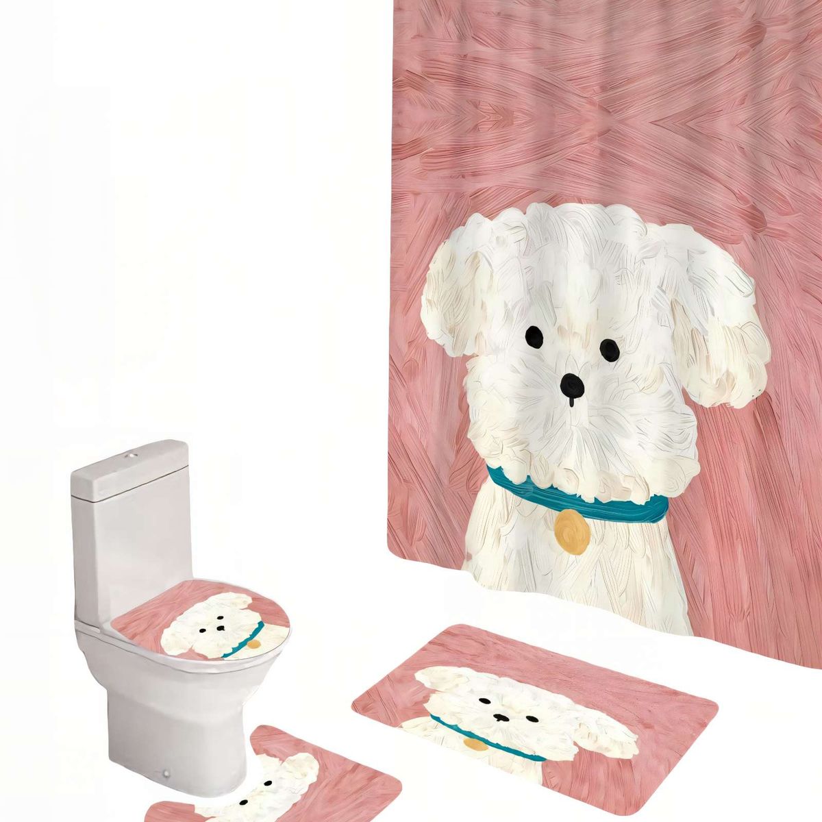 GENERICO - SET DE 4 PIEZAS PARA BAÑO CON ESTAMPADO 21