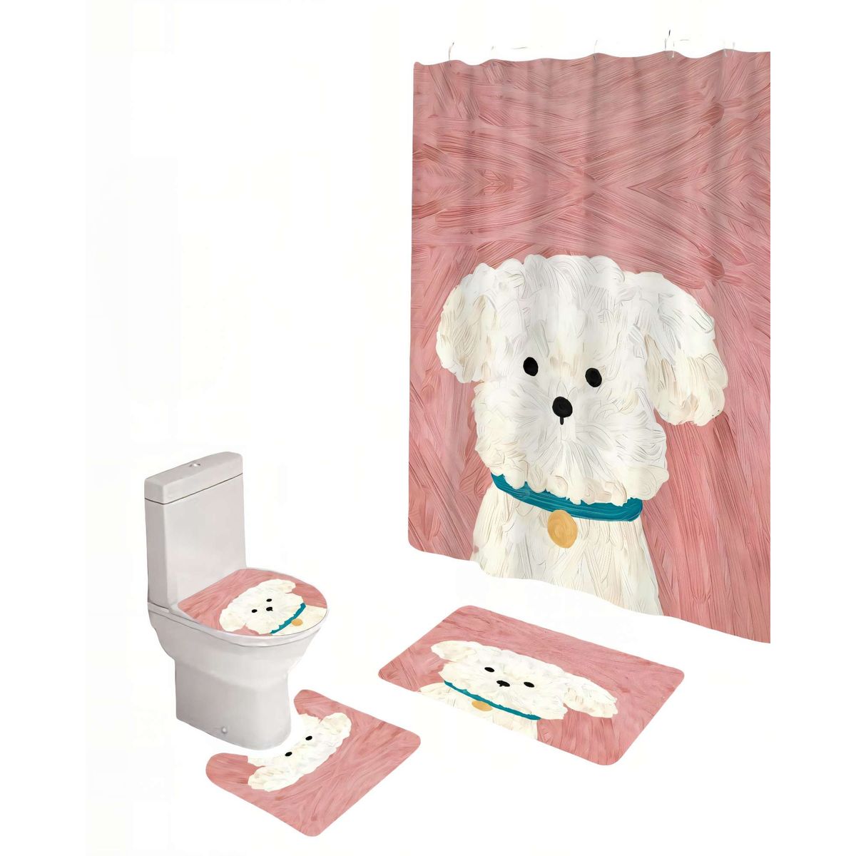 GENERICO - SET DE 4 PIEZAS PARA BAÑO CON ESTAMPADO 21
