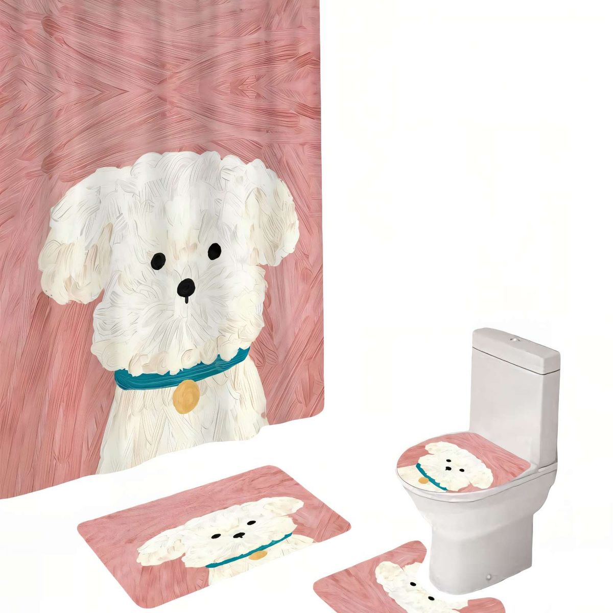 GENERICO - SET DE 4 PIEZAS PARA BAÑO CON ESTAMPADO 21