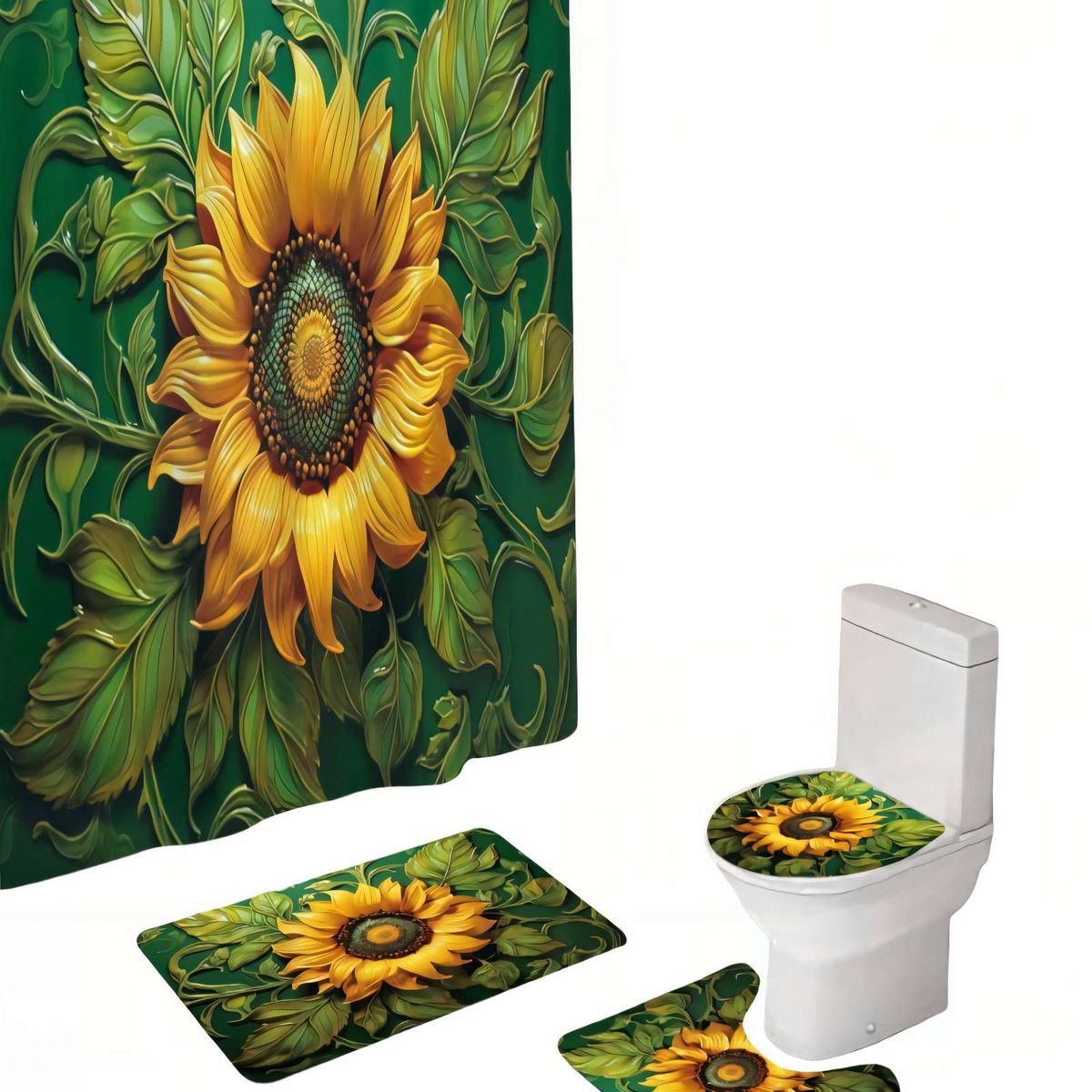GENERICO - SET DE 4 PIEZAS PARA BAÑO CON ESTAMPADO 22