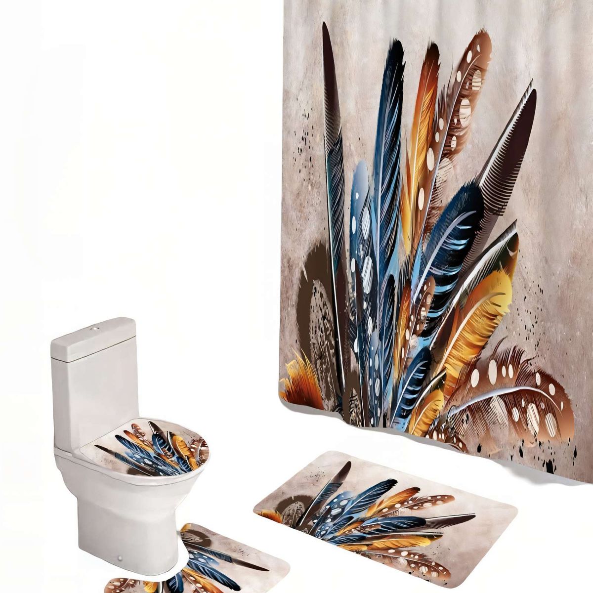 GENERICO - SET DE 4 PIEZAS PARA BAÑO CON ESTAMPADO 24