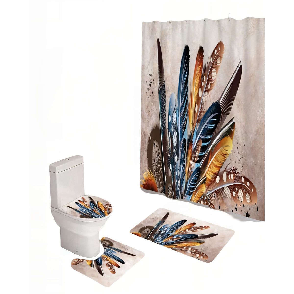 GENERICO - SET DE 4 PIEZAS PARA BAÑO CON ESTAMPADO 24
