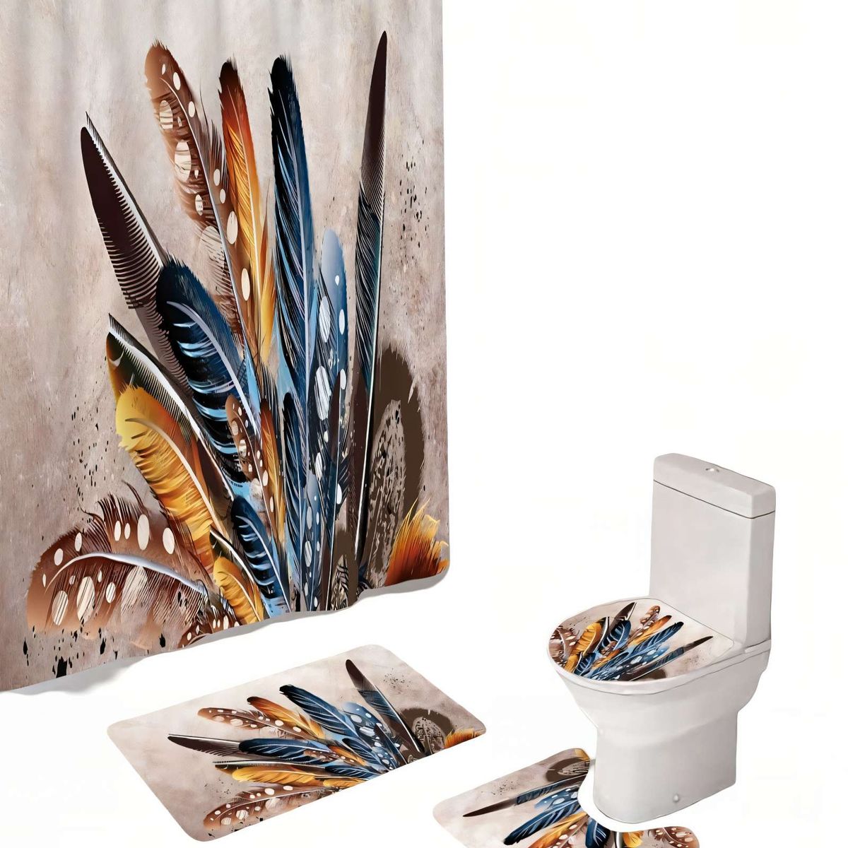 GENERICO - SET DE 4 PIEZAS PARA BAÑO CON ESTAMPADO 24