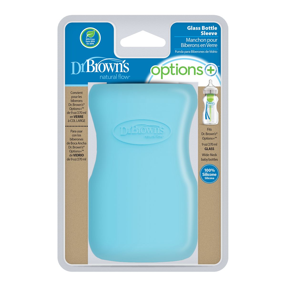 DR BROWN'S - Funda de Protección Mamadera De Vidrio Dr Brown´s 270ml Azul