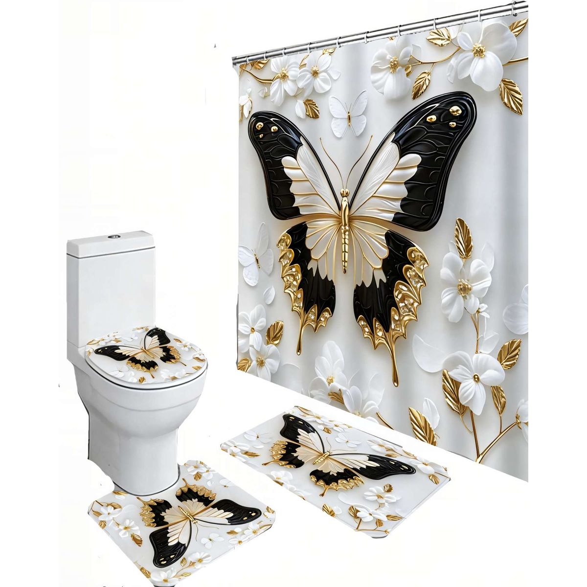 GENERICO - PACK DE 4 PIEZAS PARA BAÑO CON ESTAMPADO 13