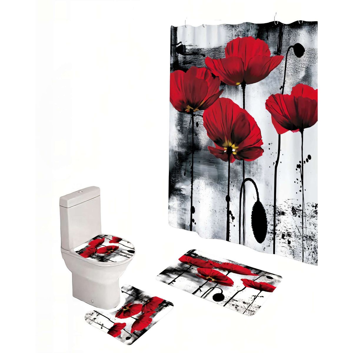 GENERICO - PACK DE 4 PIEZAS PARA BAÑO CON ESTAMPADO 19