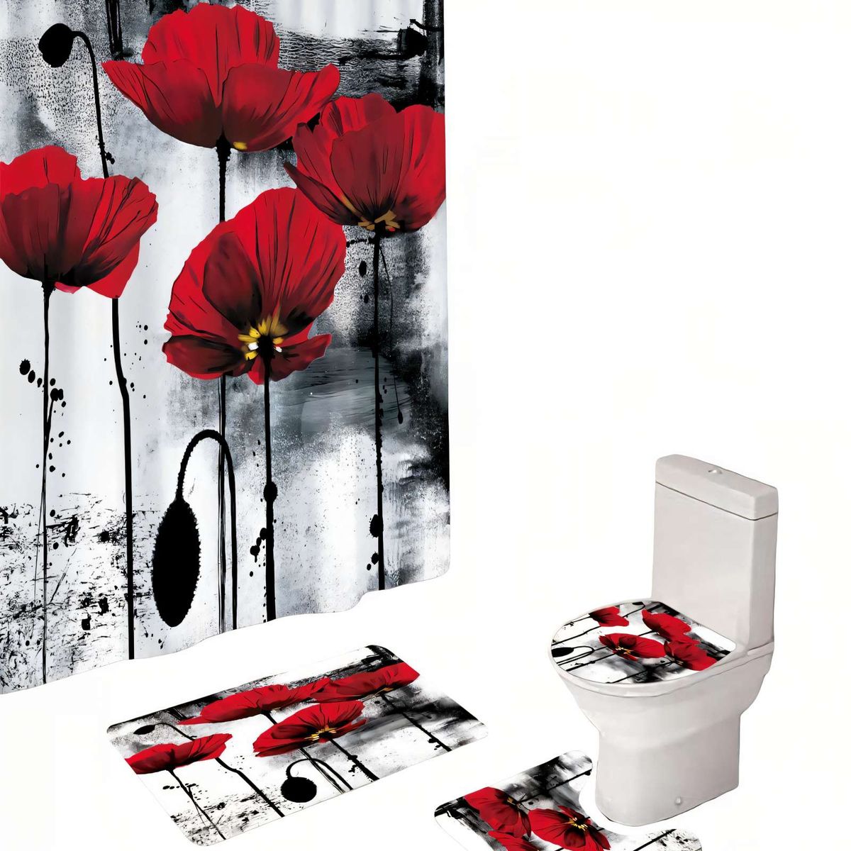 GENERICO - PACK DE 4 PIEZAS PARA BAÑO CON ESTAMPADO 19